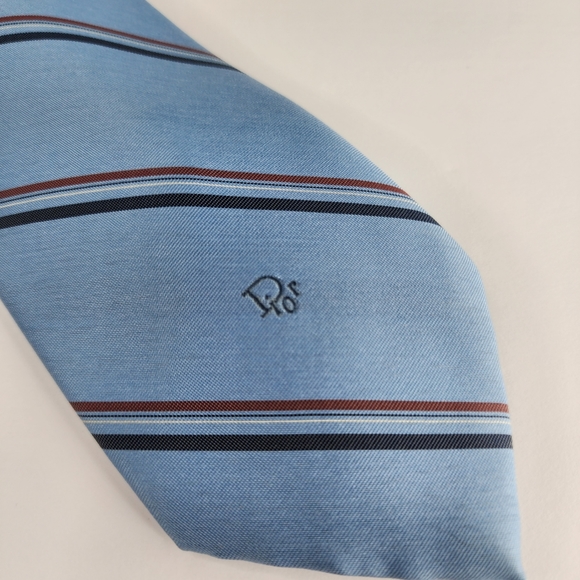 CHRISTIAN DIOR Blue & Red Tie. - Picture 4 of 6